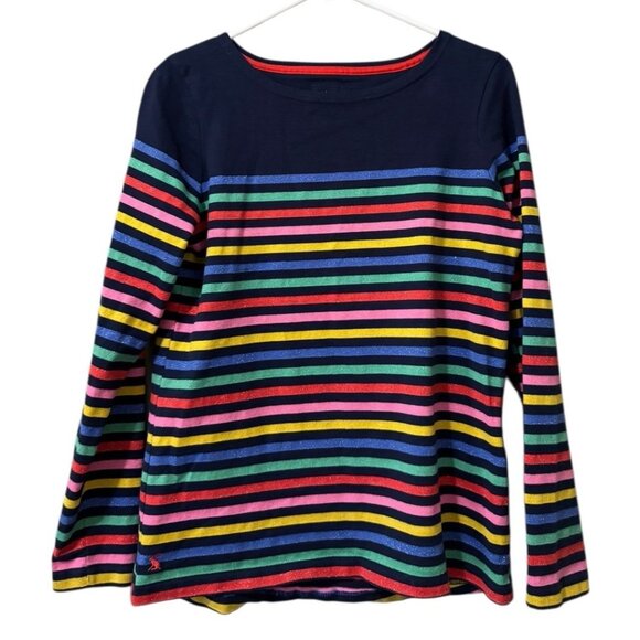 Joules Women Rainbow Stripe Long Sleeve Sweater Size US 6 Colorful Lightweight - Picture 1 of 13
